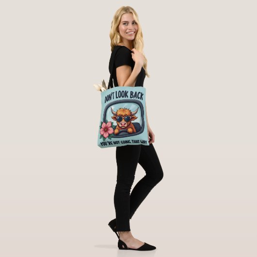 Grappige Highland Koe Retro Westerne Motivatie kun Tote Bag (Op model)