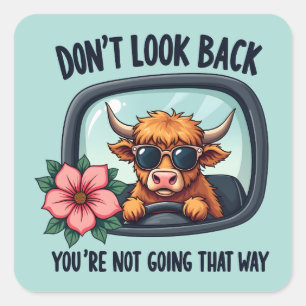 Grappige Highland Koe Retro Westerne Motivatie kun Vierkante Sticker
