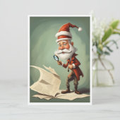Grappige hilarische kerstman detective kerst feestdagenkaart (Staand voorkant)