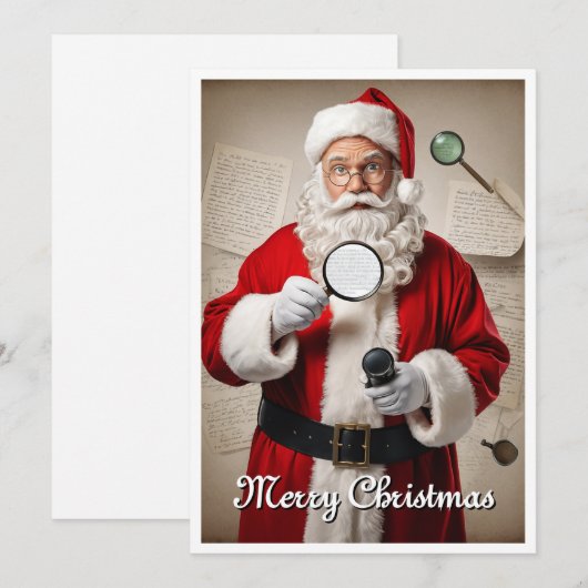 Grappige hilarische kerstman detective kerst feestdagenkaart (Voorkant / Achterkant)