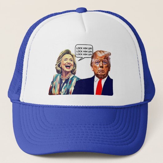 Grappige Hillary zegt Lock Trump Up Trucker Pet (Voorkant)