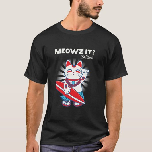 Grappige Hilo Hawaï Kat Miauwt Het T-shirt (Voorkant)