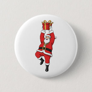 Grappige Hip Hop Kerstman met Gouden Ketting Kerst Ronde Button 5,7 Cm