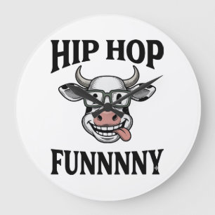 Grappige Hip Hop Koe Vintage Gravure Shirt Ontwerp Grote Klok