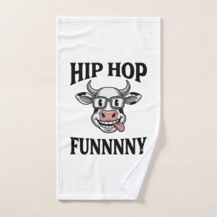 Grappige Hip Hop Koe Vintage Gravure Shirt Ontwerp Handdoek