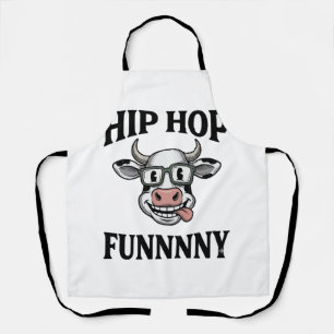 Grappige Hip Hop Koe Vintage Gravure Shirt Ontwerp Schort