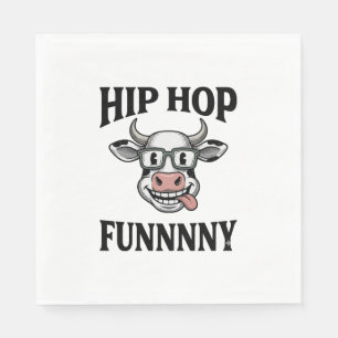 Grappige Hip Hop Koe Vintage Gravure Shirt Ontwerp Servet