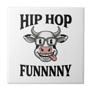 Grappige Hip Hop Koe Vintage Gravure Shirt Ontwerp Tegeltje
