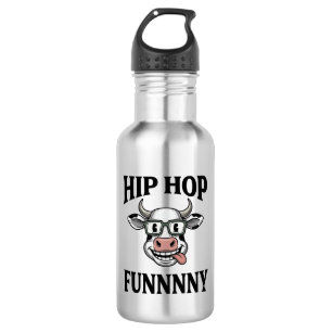 Grappige Hip Hop Koe Vintage Gravure Shirt Ontwerp Waterfles