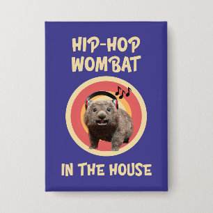 Grappige Hip-Hop Wombat in het Huis Button