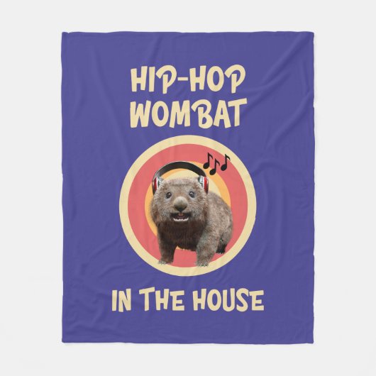 Grappige Hip-hop Wombat in Huis Fleece Deken (Voorkant)