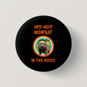Grappige Hip-hop Wombat in Huis Ronde Button 3,2 Cm