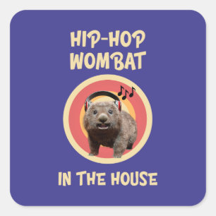 Grappige Hip-hop Wombat in Huis Vierkante Sticker
