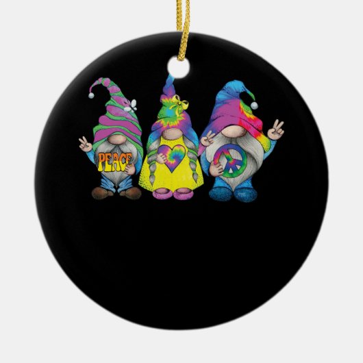 Grappige Hippie Gnome Vredesbord Gnomen Liefhebber Keramisch Ornament (Voorkant)