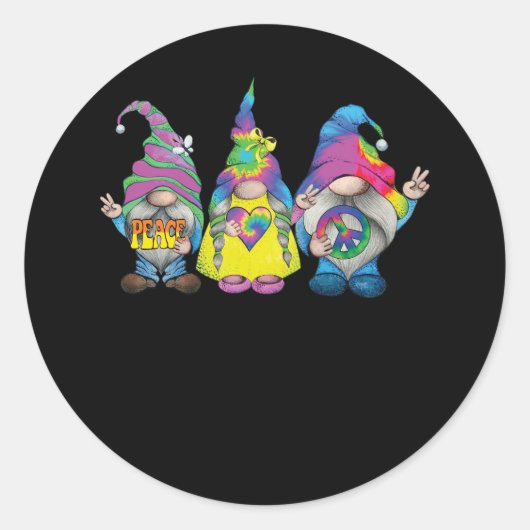 Grappige Hippie Gnome Vredesbord Gnomen Liefhebber Ronde Sticker (Voorkant)
