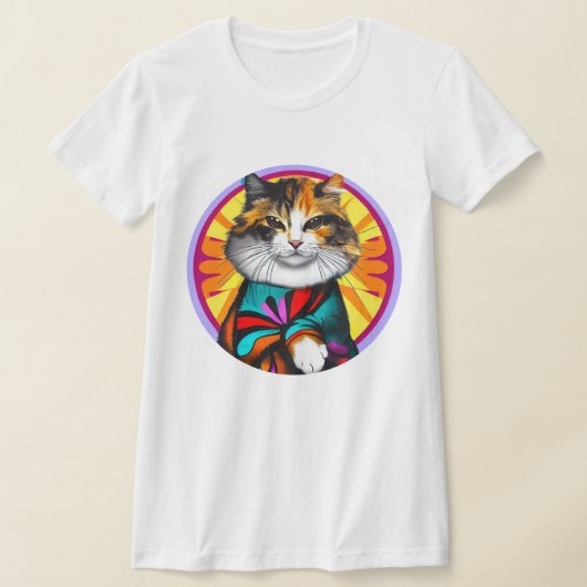 Grappige hippie kat t-shirt (Laagn)