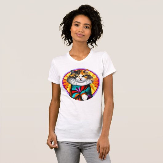 Grappige hippie kat t-shirt (Voorkant volledig)
