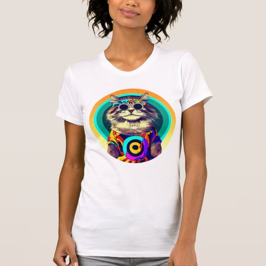 Grappige hippie kat t-shirt (Voorkant)