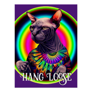 Grappige Hippie Sphynx Kat Perfect Poster