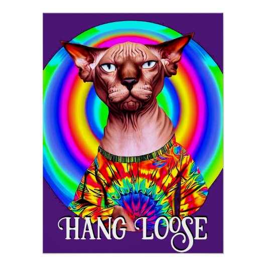 Grappige Hippie Sphynx Kat Perfect Poster (Voorkant)