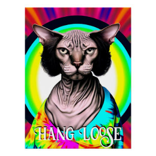 Grappige Hippie Sphynx Kat Perfect Poster