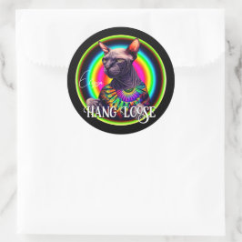 Grappige Hippie Sphynx Kat Ronde Sticker