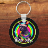 Grappige Hippie Sphynx Kat Sleutelhanger (Voorkant)