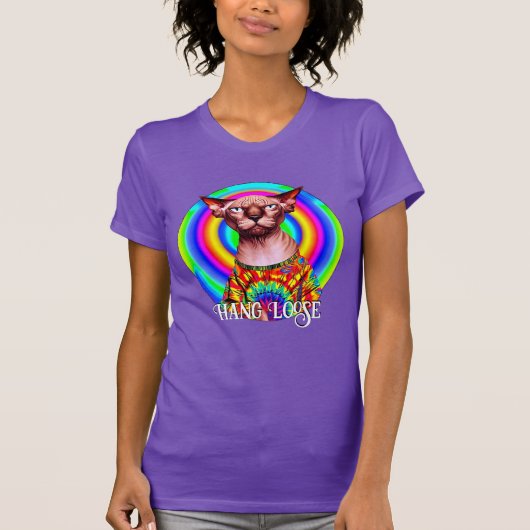 Grappige Hippie Sphynx Kat T-shirt (Voorkant)