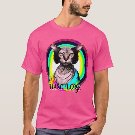 Grappige Hippie Sphynx Kat T-shirt (Voorkant)