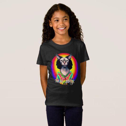 Grappige Hippie Sphynx Kat T-shirt (Voorkant volledig)
