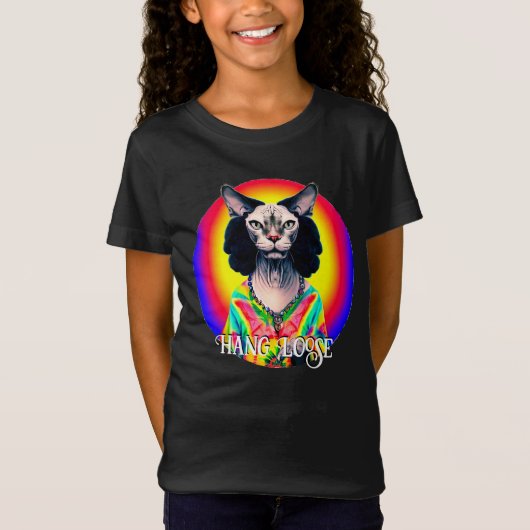 Grappige Hippie Sphynx Kat T-shirt (Voorkant)
