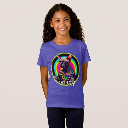 Grappige Hippie Sphynx Kat T-shirt (Voorkant volledig)