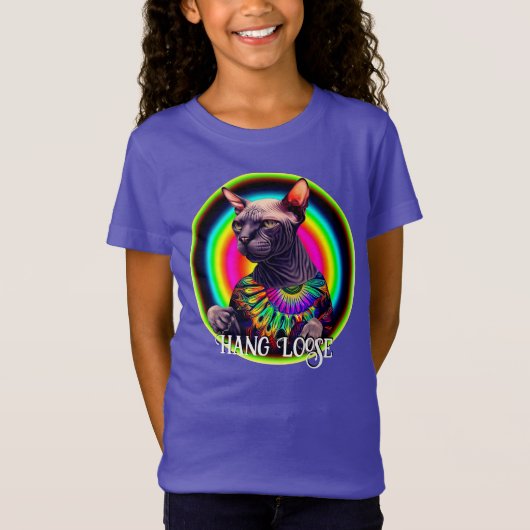 Grappige Hippie Sphynx Kat T-shirt (Voorkant)