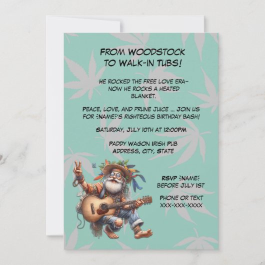 Grappige Hippie Verjaardag-Groovy Old Man Party Kaart (Voorkant)