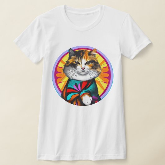 Grappige hippiekat t-shirt (Laagn)