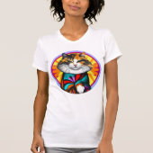 Grappige hippiekat t-shirt (Voorkant)