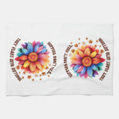 Grappige hippies citaat zonnebloem herfst theedoek (Horizontaal)