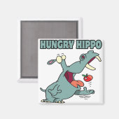 grappige hippo cartoon magneet (Voorkant / Achterkant)