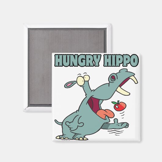 grappige hippo cartoon magneet (Voorkant / Achterkant)
