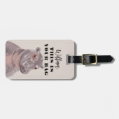 Grappige Hippo illustratie gepersonaliseerd Bagagelabel (Voorkant horizontaal)