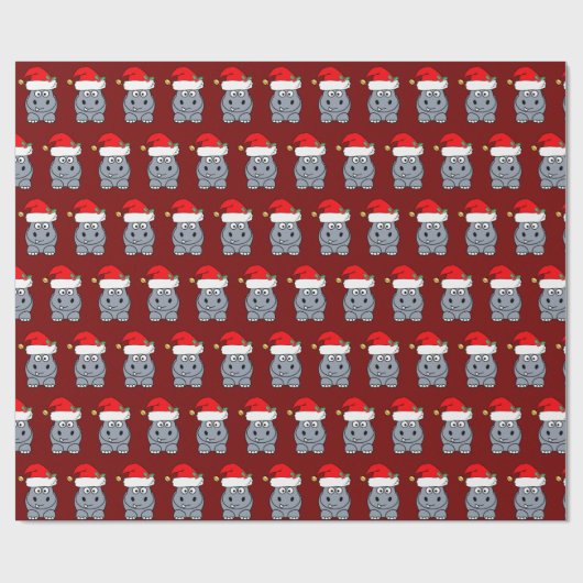 Grappige Hippo kerst Cadeaupapier (Vlak)