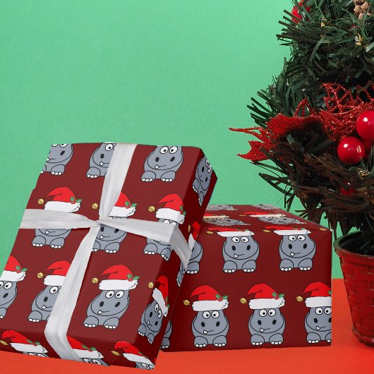 Grappige Hippo kerst Cadeaupapier