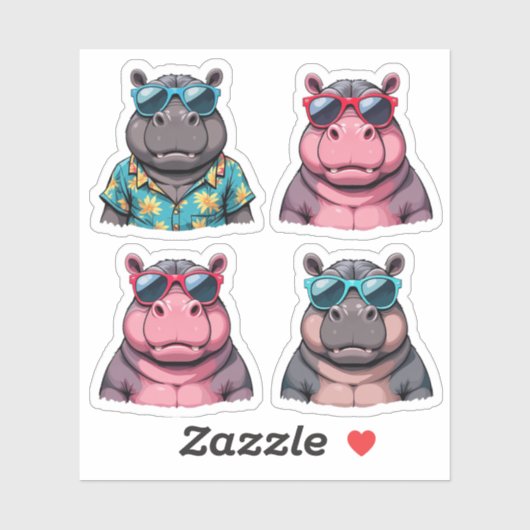 Grappige Hippo Sticker Bundel Cool Hippos Pack (Vel)