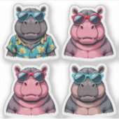 Grappige Hippo Sticker Bundel Cool Hippos Pack (Voorkant)