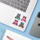 Grappige Hippo Sticker Bundel Cool Hippos Pack (Laptop met iPhone)