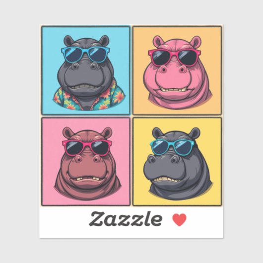Grappige Hippo Sticker Bundel Cool Hippos Pack (Vel)
