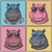 Grappige Hippo Sticker Bundel Cool Hippos Pack (Voorkant)