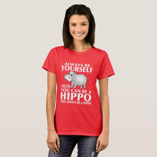 grappige hippo woordkunst T-Shirt (Voorkant volledig)