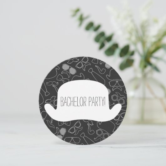 Grappige Hipster Bachelorfeest Uitnodiging (Staand voorkant)