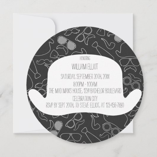 Grappige Hipster Bachelorfeest Uitnodiging (Achterkant)